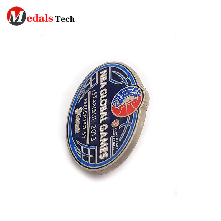 Popular cool lapel pins NBA games silver metal souvenir