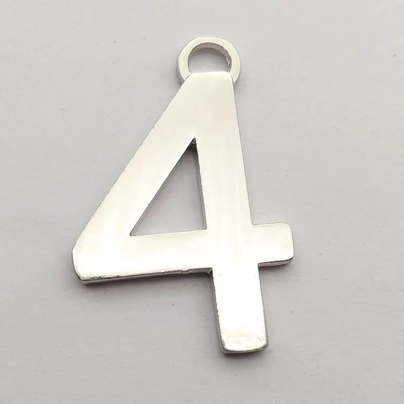 Custom 5 number shape silver plated zinc alloy tag with your design