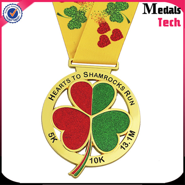 China medal factory cheap sell metal gold shamrock run medal with your own logo