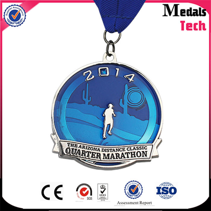 Custom guitar shape silver sports half marathon run medals and trophies