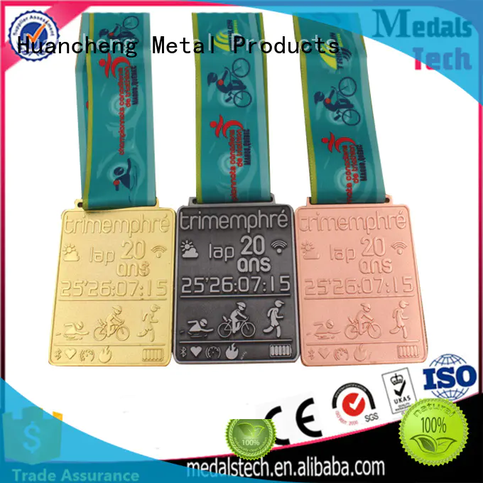 Huancheng Brand popular Bright Gold ribbon custom different types of medals